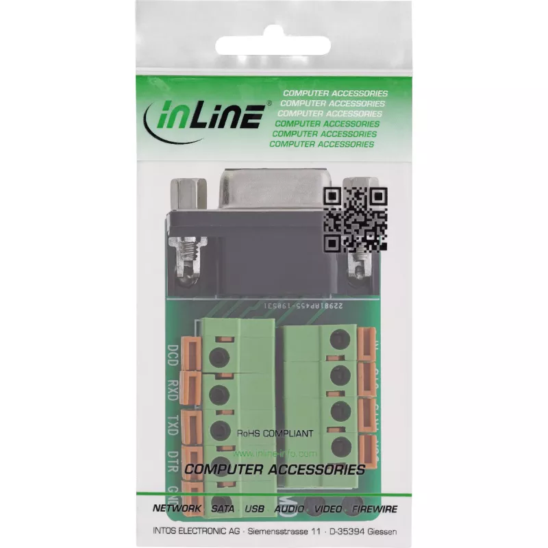 InLine 92501A laido jungtis Gnybtų blokas / D-Sub 9 Juoda, Žalia