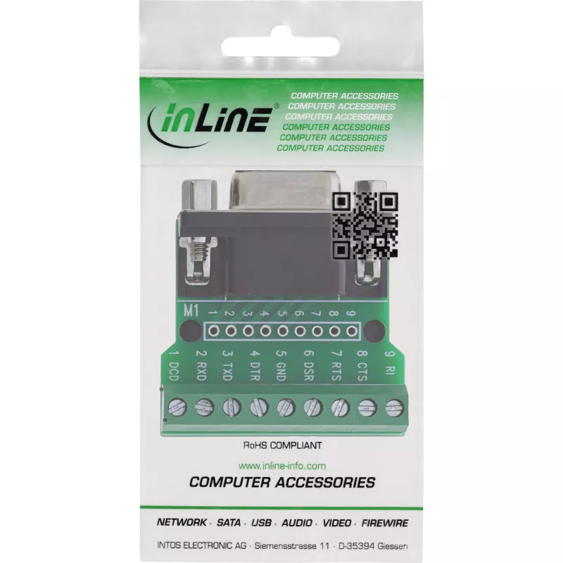 InLine 92501C laido jungtis Gnybtų blokas / D-Sub 9, juoda, žalia