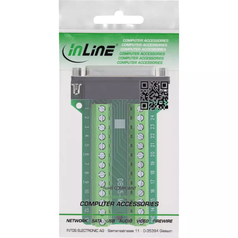 InLine 92502E laido jungtis Terminalo blokas / D-Sub 25 Žalia