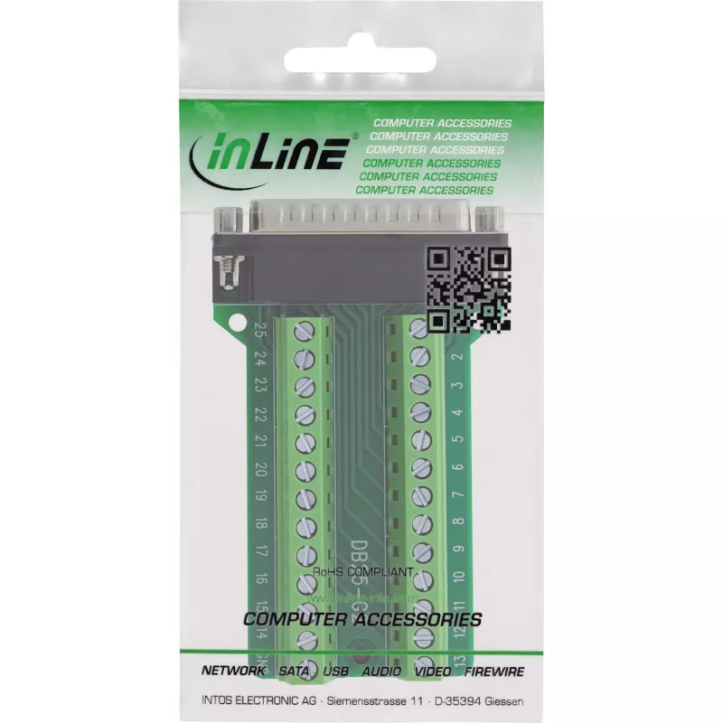 InLine 92502F laido jungtis Gnybtų blokelis / D-Sub 25 Žalias