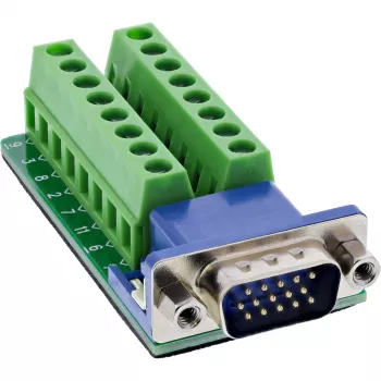 InLine 92503B laido jungtis Gnybtų blokas, VGA (HD15) Mėlyna, Žalia