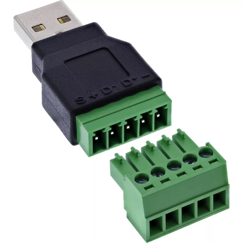 InLine 92504A laido jungtis USB-A / Gnybtų blokas, 5 kontaktų Juoda, Žalia