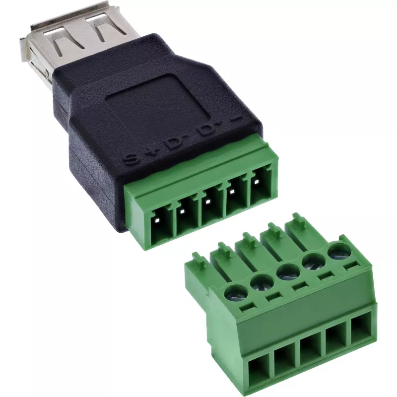 InLine 92504B laido jungtis USB-A / gnybtų blokas, 5 kontaktų Juoda, Žalia