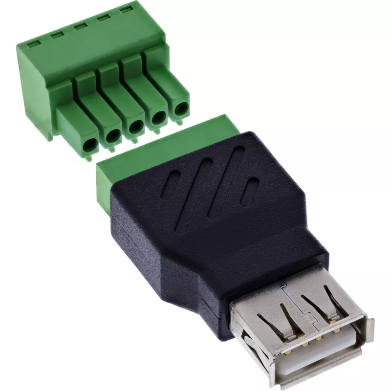 InLine 92504B laido jungtis USB-A / gnybtų blokas, 5 kontaktų Juoda, Žalia