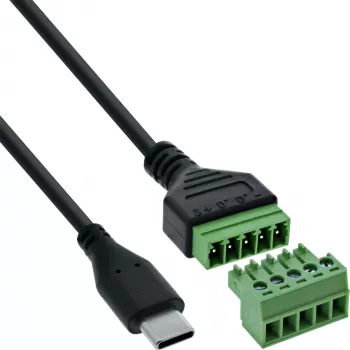 InLine 92504E laido jungtis USB-C / gnybtų blokas, 5 kontaktų juoda, žalia