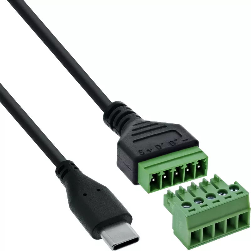 InLine 92504E laido jungtis USB-C / gnybtų blokas, 5 kontaktų juoda, žalia