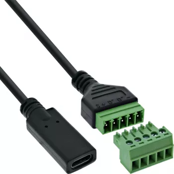 InLine 92504F laido jungtis USB-C / gnybtų blokas, 5 kontaktų, juoda, žalia