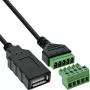 InLine 92504H laido jungtis USB-A / gnybtų blokas, 5 kontaktų, juoda, žalia
