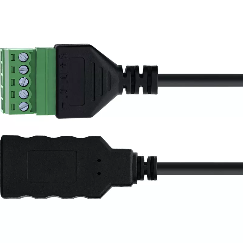 InLine 92504H laido jungtis USB-A / gnybtų blokas, 5 kontaktų, juoda, žalia