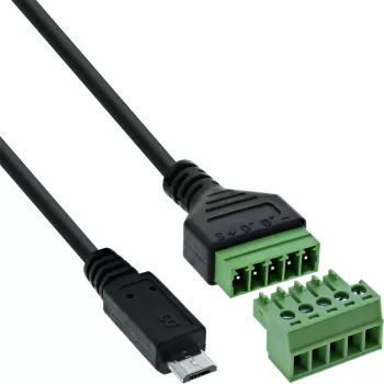 InLine 92504C laido jungtis Micro USB / gnybtų blokas, 5 kontaktų, juoda, žalia
