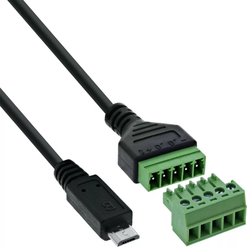 InLine 92504C laido jungtis Micro USB / gnybtų blokas, 5 kontaktų, juoda, žalia