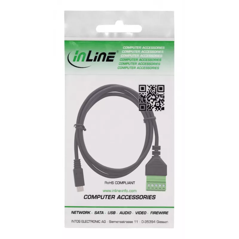 InLine 92504C laido jungtis Micro USB / gnybtų blokas, 5 kontaktų, juoda, žalia