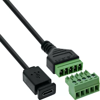 InLine 92504D laido jungtis Micro USB / gnybtų blokas, 5 kontaktų Juoda, Žalia