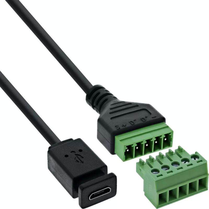 InLine 92504D laido jungtis Micro USB / gnybtų blokas, 5 kontaktų Juoda, Žalia