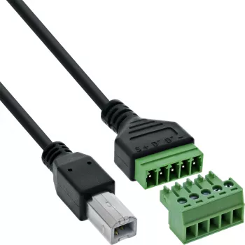 InLine 92504I laido jungtis USB-B / gnybtų blokas, 5 kontaktų Juoda, Žalia