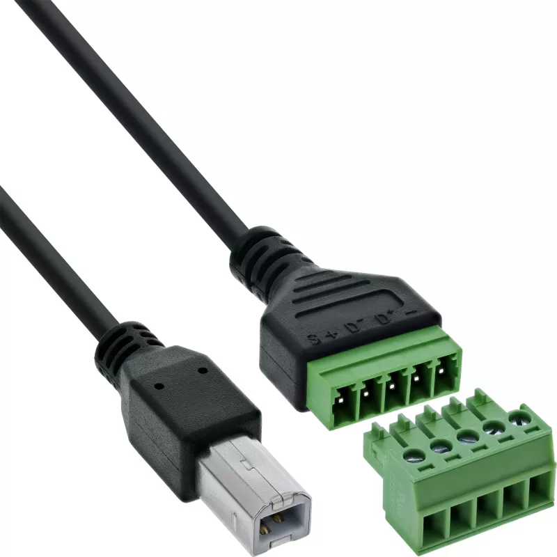 InLine 92504I laido jungtis USB-B / gnybtų blokas, 5 kontaktų Juoda, Žalia