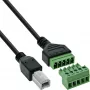 InLine 92504I laido jungtis USB-B / gnybtų blokas, 5 kontaktų Juoda, Žalia