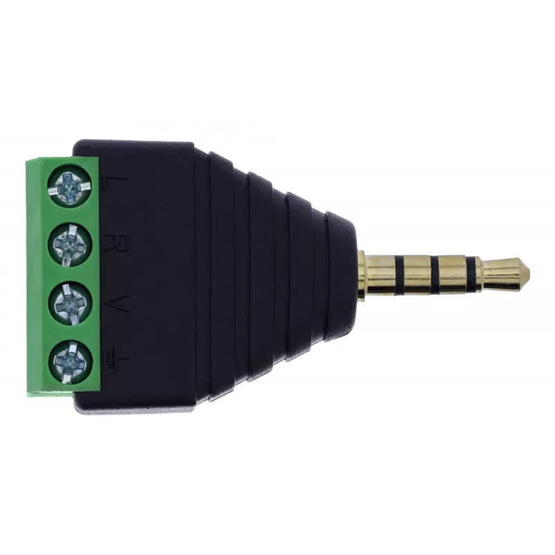 InLine 92504J laido jungtis 3,5 mm 4 kontaktų lizdas TRRS / gnybtų blokas 4 gnybtai Juoda, Žalia