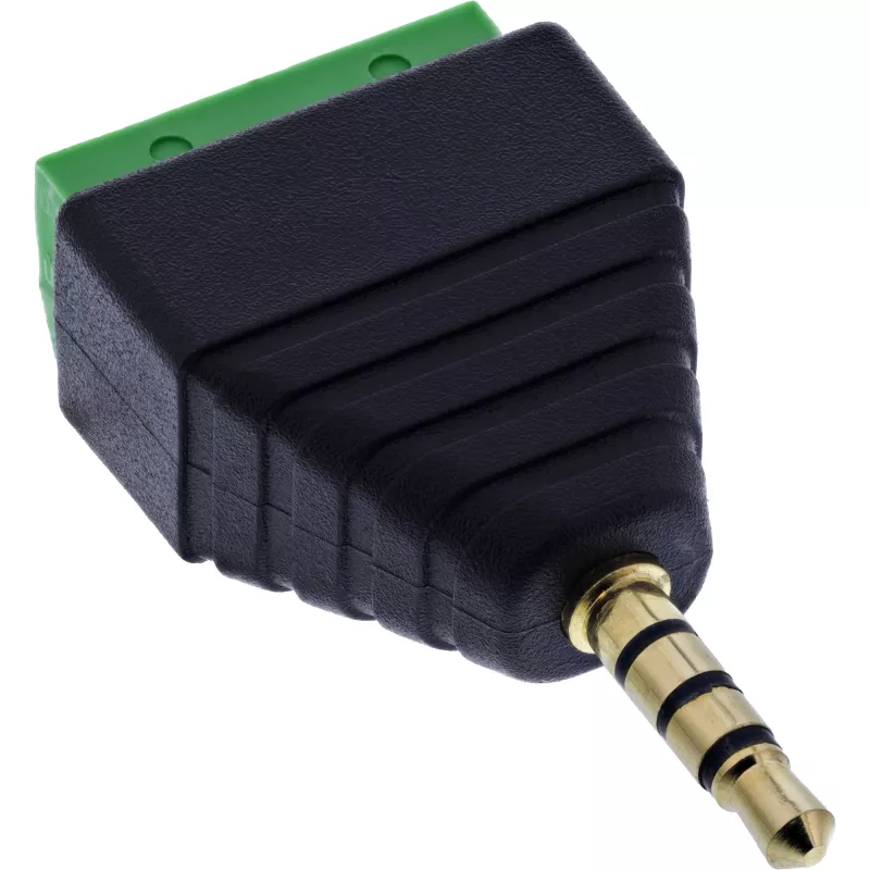 InLine 92504J laido jungtis 3,5 mm 4 kontaktų lizdas TRRS / gnybtų blokas 4 gnybtai Juoda, Žalia