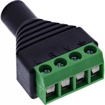 InLine 92504K laido jungtis 3,5 mm 4 kontaktų lizdas TRRS / gnybtų blokas 4 gnybtai Juoda, Žalia