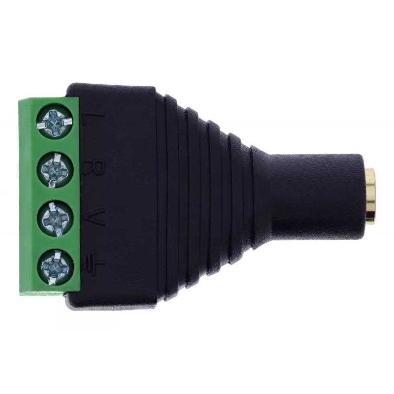 InLine 92504K laido jungtis 3,5 mm 4 kontaktų lizdas TRRS / gnybtų blokas 4 gnybtai Juoda, Žalia