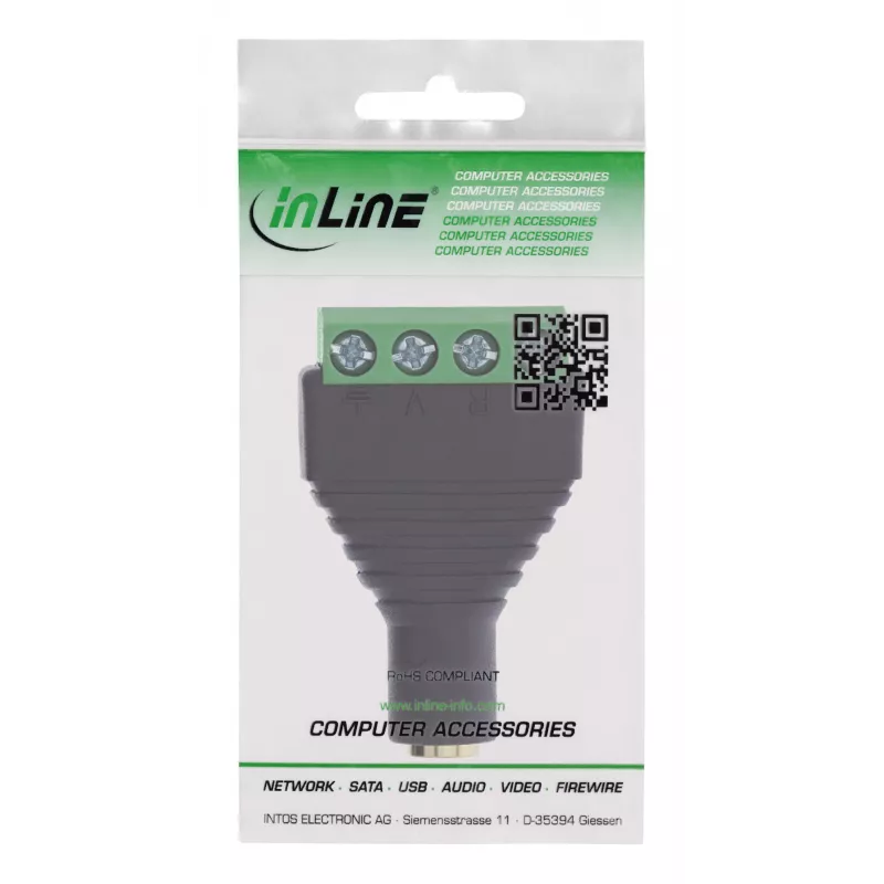 InLine 92504K laido jungtis 3,5 mm 4 kontaktų lizdas TRRS / gnybtų blokas 4 gnybtai Juoda, Žalia