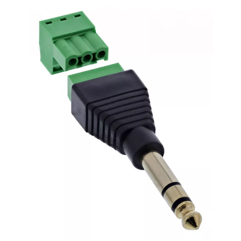 InLine 92504L laidų jungtis 6,35 mm 3 kontaktų lizdas TRS / gnybtų blokas 3 gnybtai Juoda, Žalia