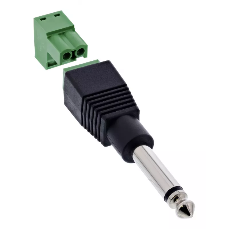 InLine 92504M laido jungtis 6,35 mm 2 kontaktų lizdas TS / gnybtų blokas 2 gnybtai juoda, žalia