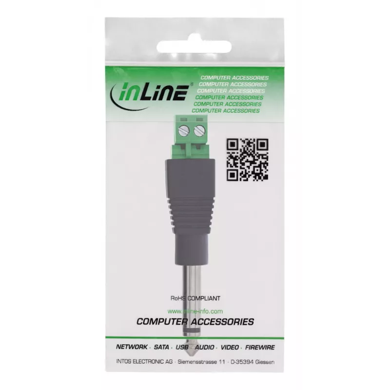 InLine 92504M laido jungtis 6,35 mm 2 kontaktų lizdas TS / gnybtų blokas 2 gnybtai juoda, žalia