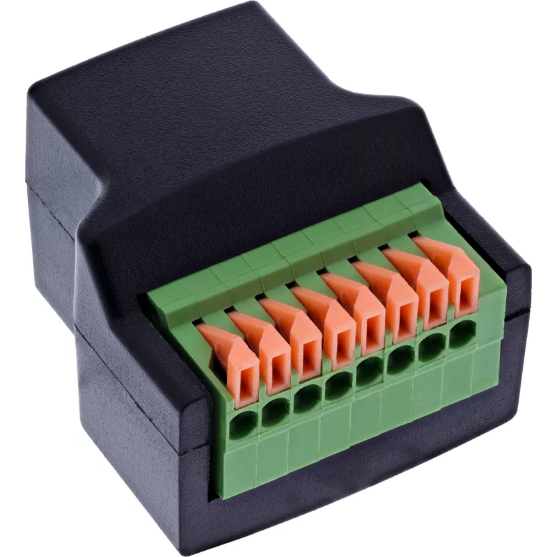 InLine 92505E vielos jungtis RJ45 8P8C / Gnybtų blokas, 8 kontaktų, juoda