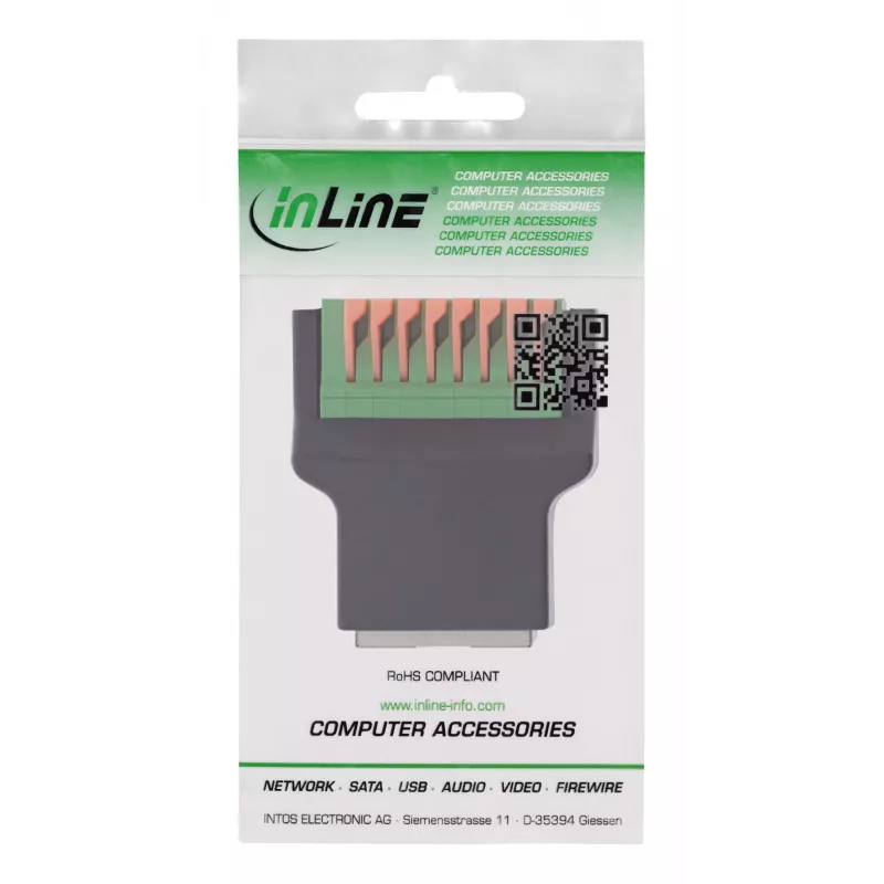 InLine 92505E vielos jungtis RJ45 8P8C / Gnybtų blokas, 8 kontaktų, juoda