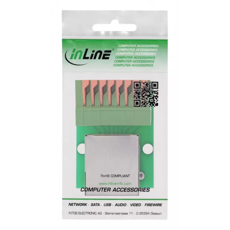 InLine 92505F laido jungtis RJ45 Cat.5e 8P8C / gnybtų blokas, 8 kontaktų, žalia