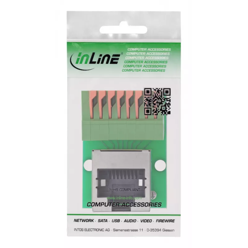 InLine 92505G laido jungtis RJ45 Cat.5e 8P8C / gnybtų blokas, 8 kontaktų, žalia
