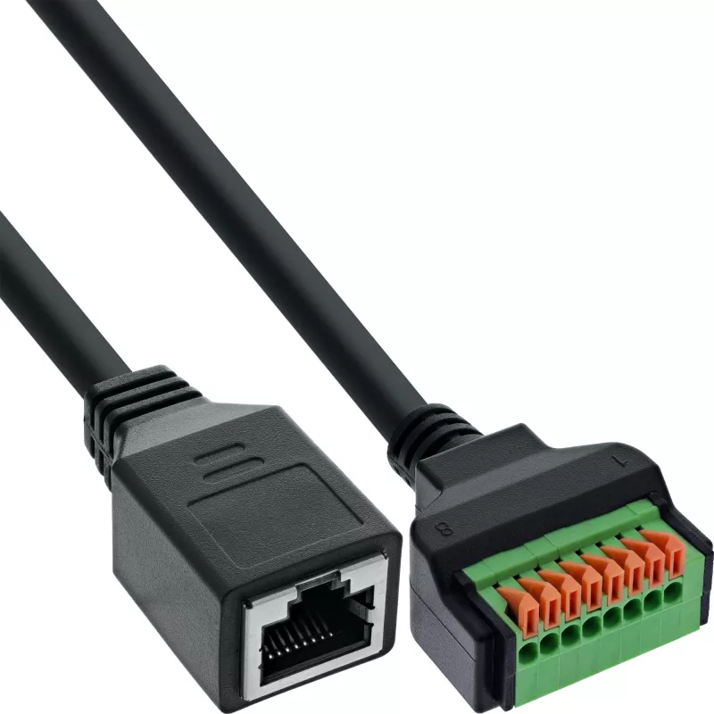 “InLine 92505H” laido jungtis RJ45 Cat.5e 8P8C / gnybtų blokas, 8 kontaktų, juoda