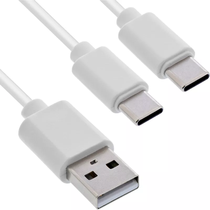 InLine 35121W USB kabelis USB 2.0 1 m USB A 2 x USB C Baltas