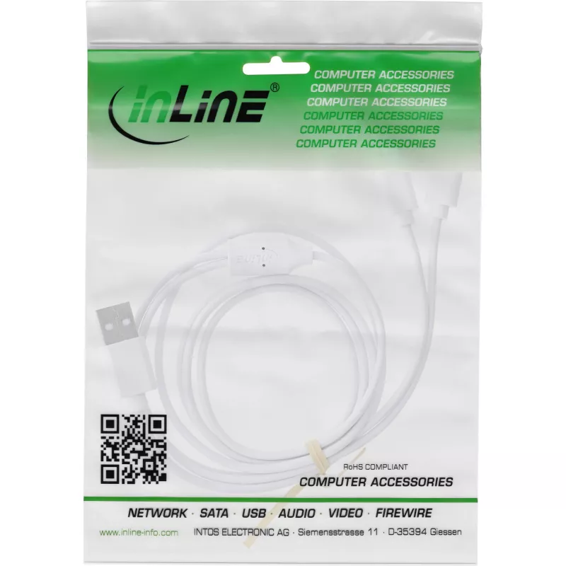 InLine 35126W USB laidas USB 2.0 0,5 m USB A 2 x USB C Baltas