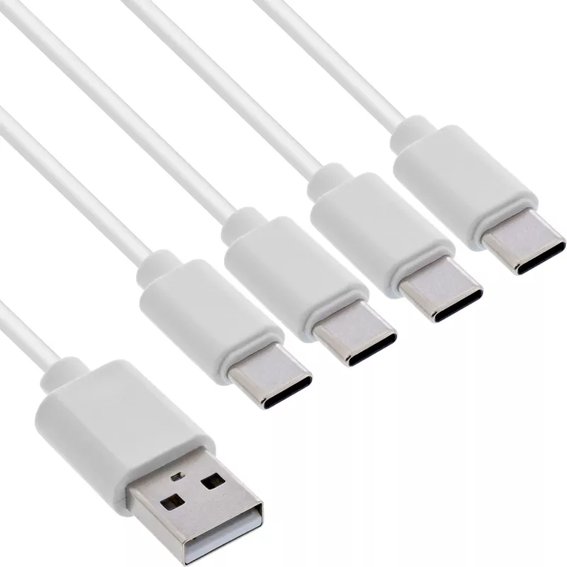 InLine 35142W USB laidas USB 2.0 2 m USB A 4 x USB-C Balta