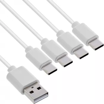 InLine 35146W USB kabelis USB 2.0 0,5 m USB A 4 x USB-C Baltas