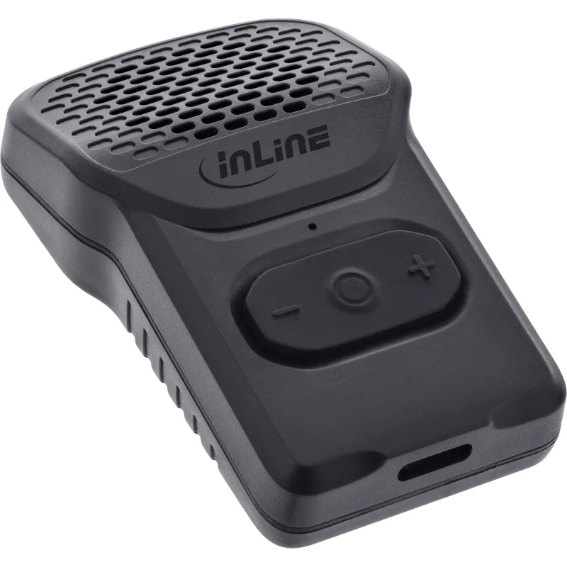 Mono nešiojama kolonėlė InLine 55383 — juoda, garsiakalbis 2,8 cm, Bluetooth 2,4 GHz (veikimo nuotolis 10 m)