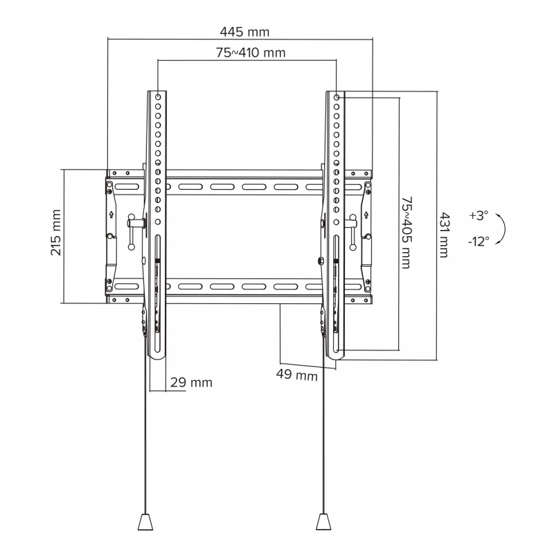 InLine 23101B TV laikiklis/stovas 177,8 cm (70 colių) juodas