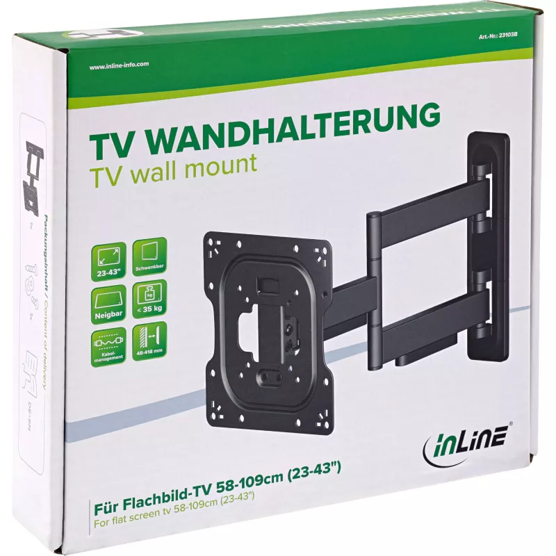 InLine 23103B TV laikiklis/stovas 109,2 cm (43 coliai) Juoda