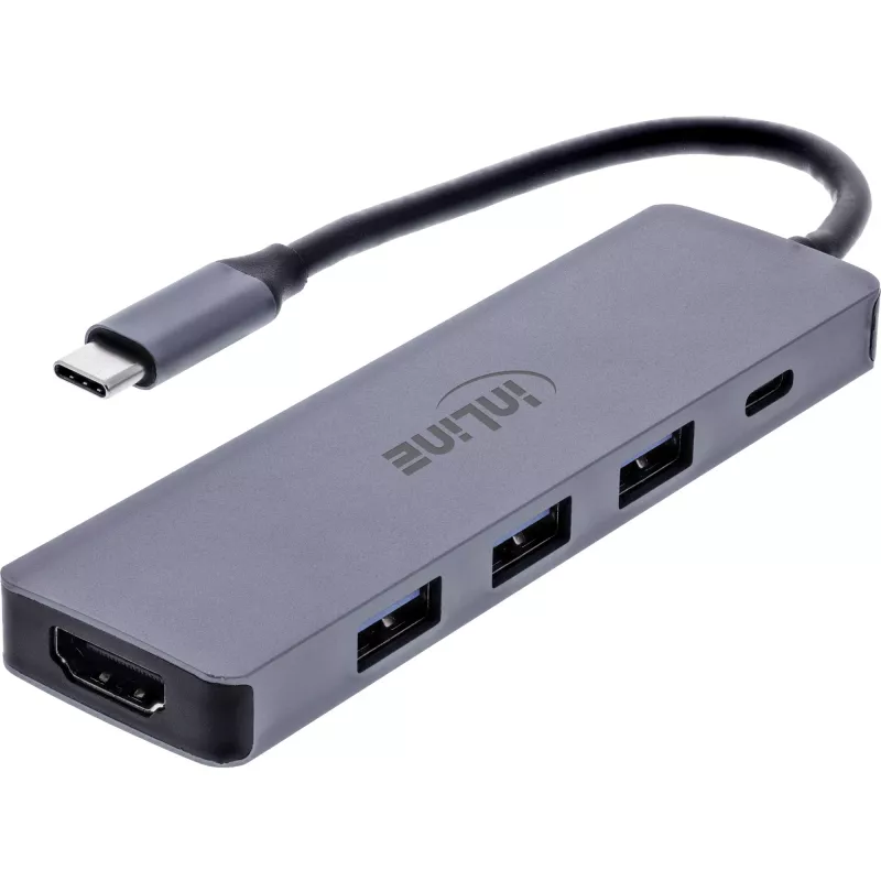 InLine 33271A sąsajos šakotuvas USB 3.2 Gen 1 (3.1 Gen 1) Type-C 5000 Mbit/s Pilka
