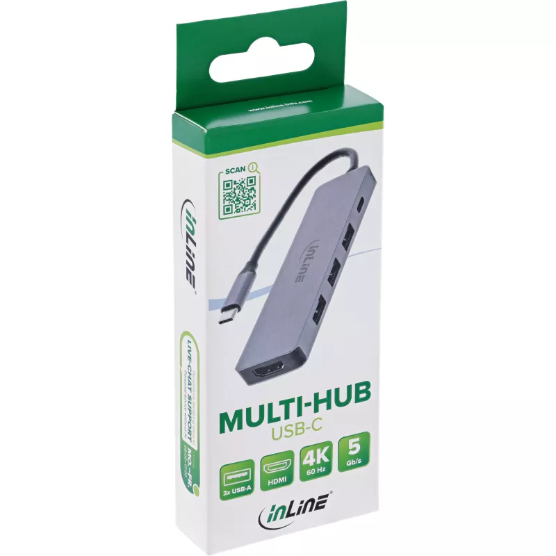InLine 33271A sąsajos šakotuvas USB 3.2 Gen 1 (3.1 Gen 1) Type-C 5000 Mbit/s Pilka