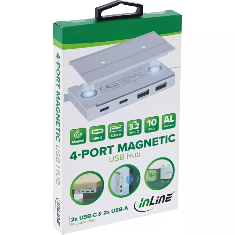 InLine 35395M sąsajos šakotuvas USB 3.2 Gen 2 (3.1 Gen 2) Type-C 10000 Mbit/s Sidabrinis