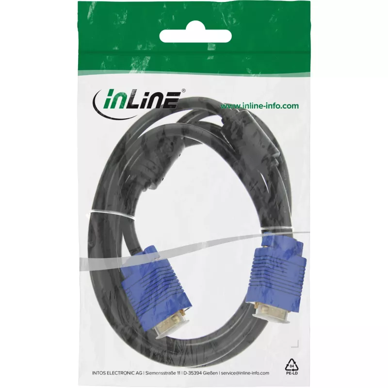 VGA kabelis InLine 17715T — InLine VGA 17715T, svoris 199 g, matmenys A15×P33 mm