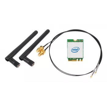 SHUTTLE WLN-M22 WLAN rinkinys — Intel AX210 M.2 Wi-Fi 6E (trijų dažnių 2,4/5/6 GHz) su Bluetooth 5.2 ir 2x2 išorinėmis antenomis