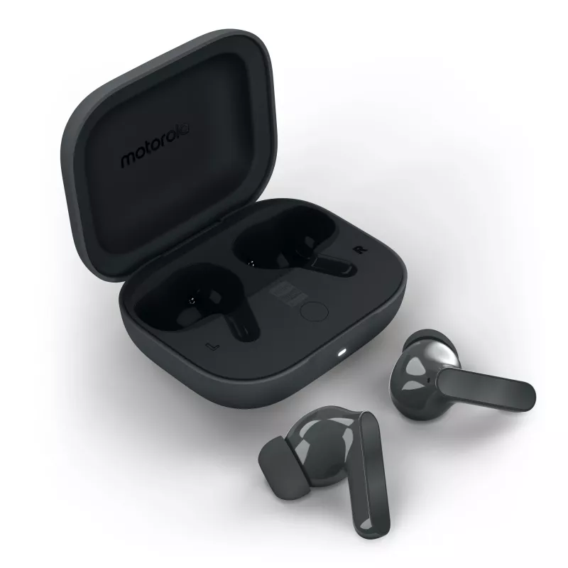 Ausinės MOTOROLA Moto Buds Bass TWS Bluetooth į ausis įdedamos skambučiams ir muzikai, juodos, 51 g