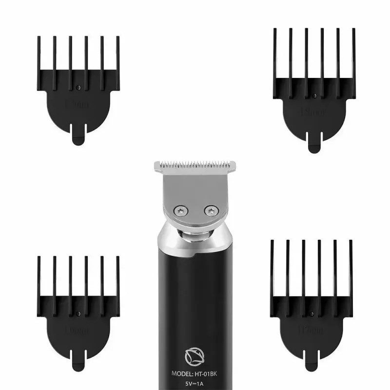 Belaidis įkraunamas plaukų kirpimo aparatas MANTA HT-01BK — USB-C, IPX7 atsparus vandeniui, 90 min. baterija, 6 + 4 magnetiniai priedai
