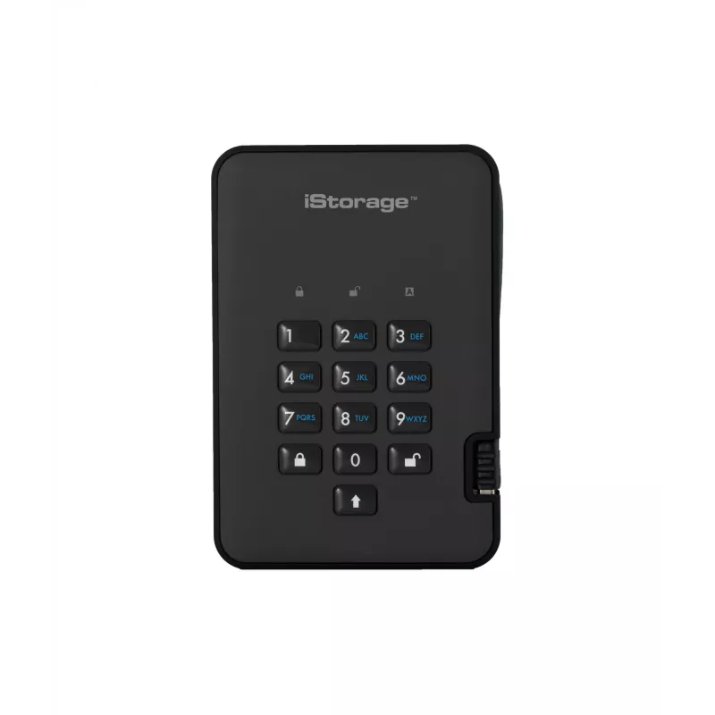 iStorage diskAshur2 256-bit 1TB USB 3.2 saugus šifruotas kietojo kūno diskas – juodas IS-DA2-256-SSD-1TB-B