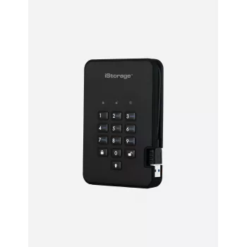iStorage diskAshur2 256-bit 1TB USB 3.2 saugus šifruotas kietojo kūno diskas – juodas IS-DA2-256-SSD-1TB-B